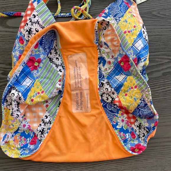 Polo Ralph Lauren Patchwork Plunge Neck One Piece Swimsuit - Picture 4 of 13